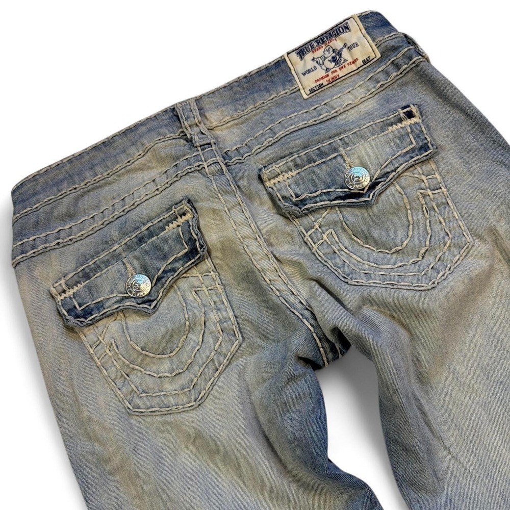 True Religion Y2K Low Rise Skinny Jeans Light Wash Contrast Stitch 28